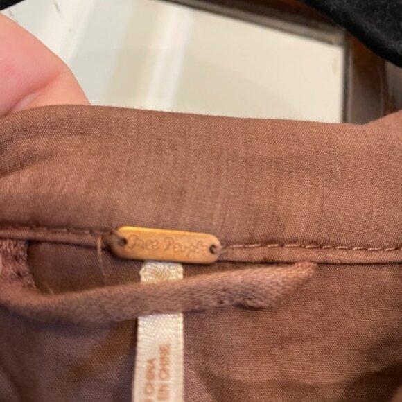 Free People Brown Double Cloth Zip-Up Utility Jacket, Size Small - Picture 9 of 10